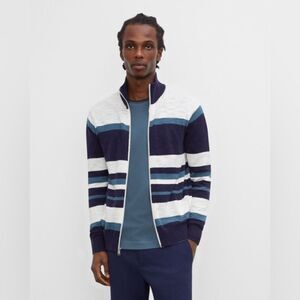 Club Monaco Slub Striped mockneck sweater Bomber Jacket  Sweater Men’s  SzSmall